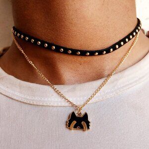 Retro Double Layer Metal Chain Pendant Necklace